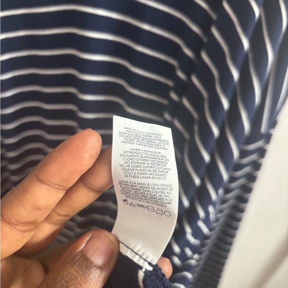 CAbi Ahoy Tee Navy White Striped V-Neck Long Sleeve Nautical Preppy stretch XL - Picture 5 of 6